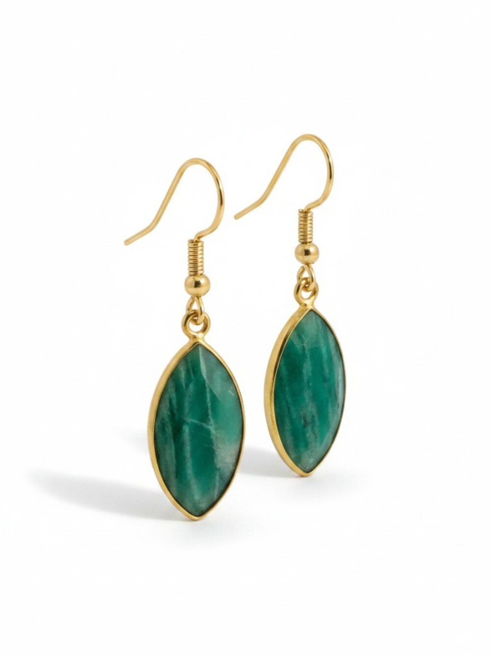 Faceted Russian Amazonite Earrings Gold Vermeil 925 Sterling Silver Dangle 1.75"